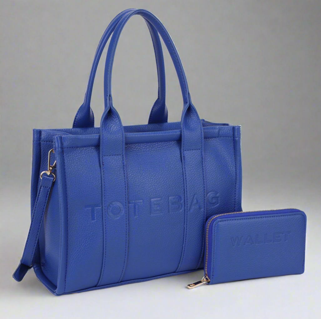 Tote Bag and Wallet Set, Blue