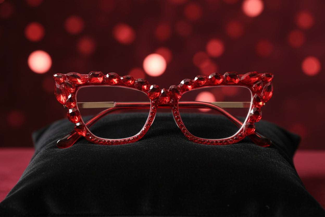 RHINESTONE RED READING GLASSES