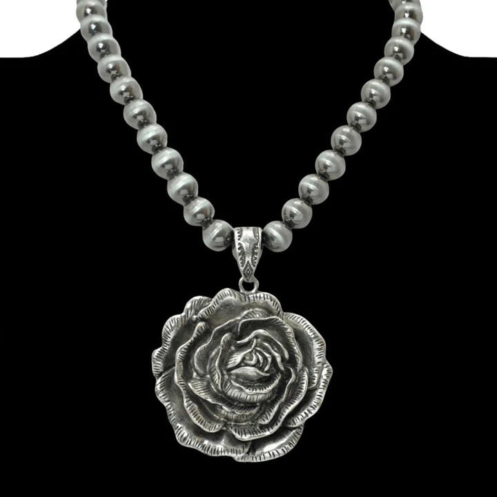 Rose Pendant Beaded Necklace, Western