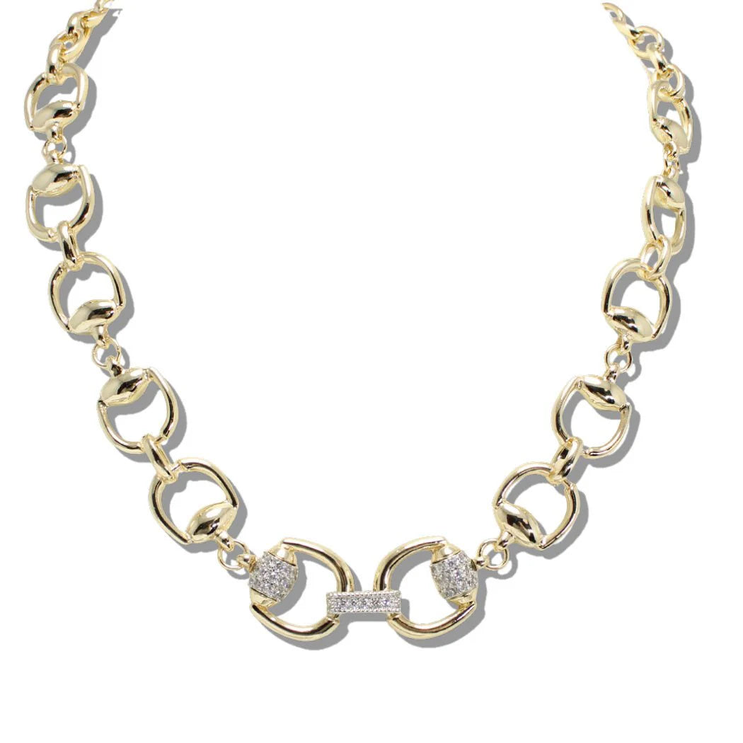 14K Gold Plated Horse Bit Link Necklace