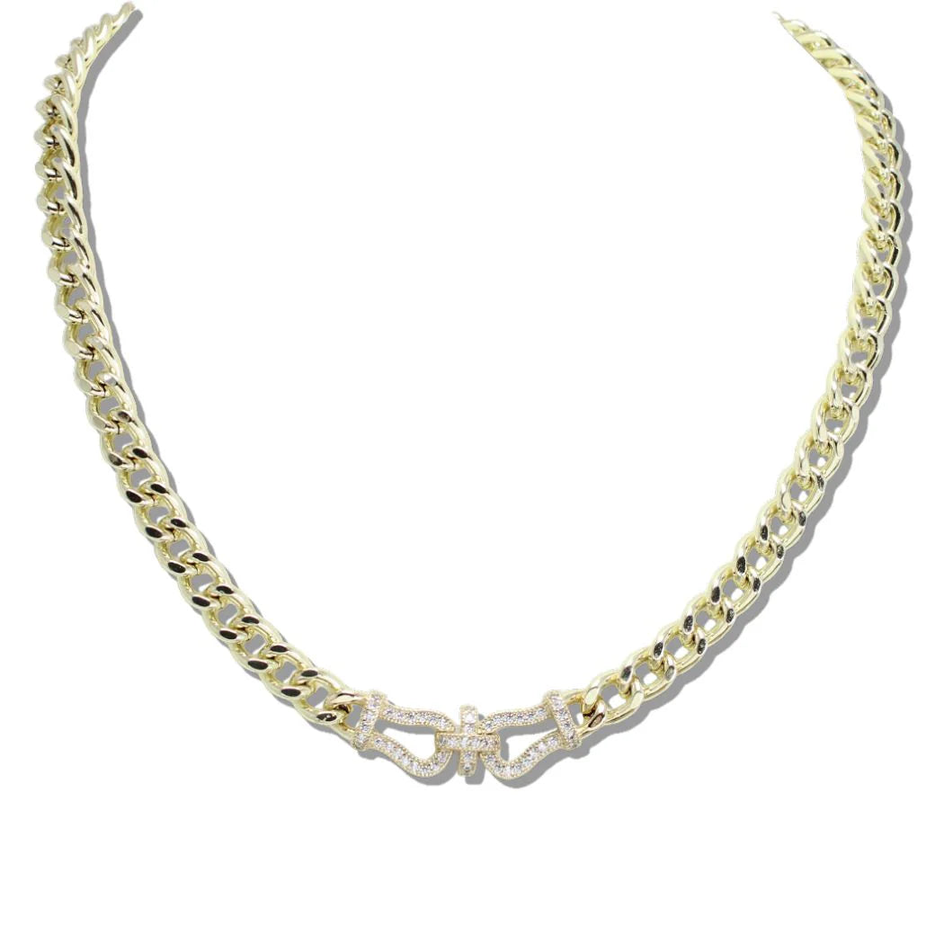 14K Gold Plated Cubic Zirconia Stone Necklace