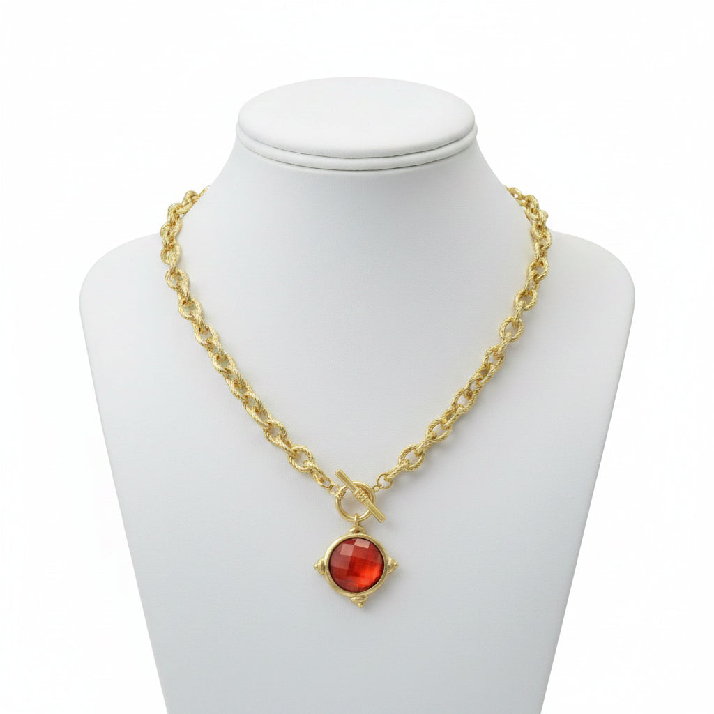 Cirqular Medallion Pendant Necklace, Red