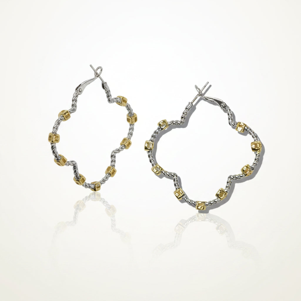 14K Gold Plated Clover Textured Earrings