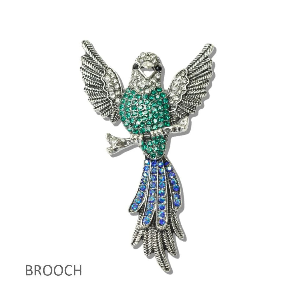 Songbird Brooch, Emerald Green