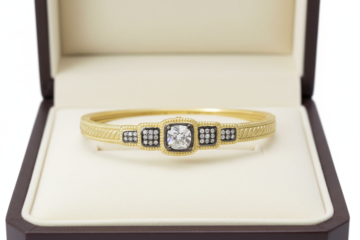 14K GOLD PLATED CZ BANGLE BRACELET