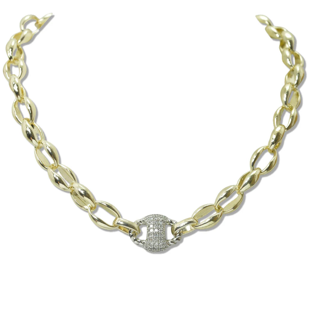 14K GOLD PLATED CUBIC ZIRCONIA NECKLACE