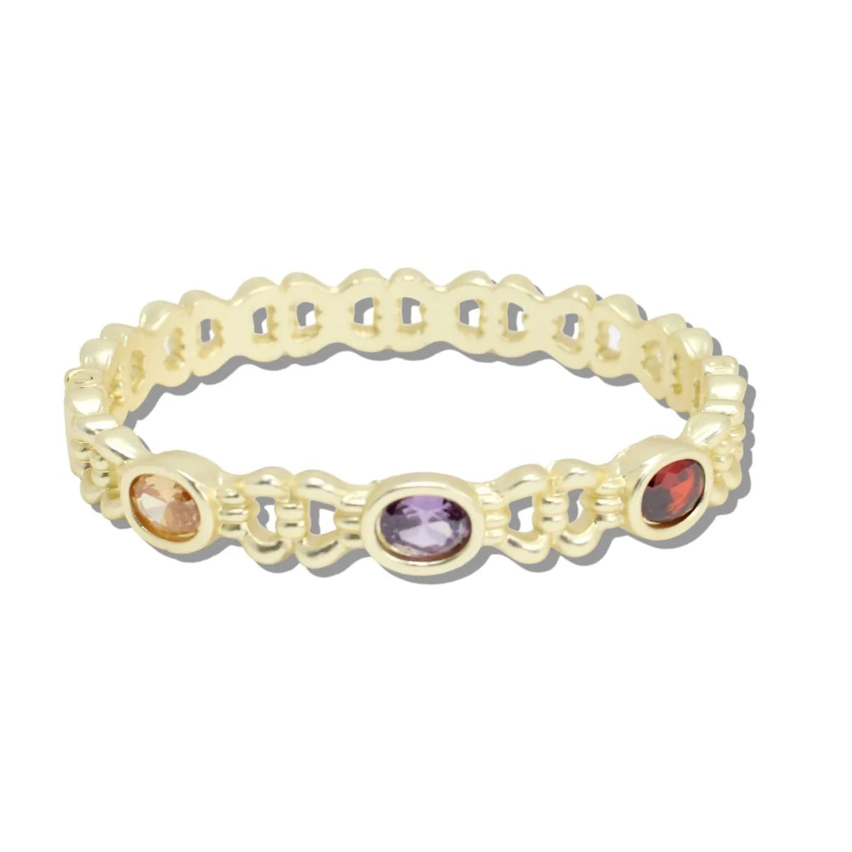 14K Gold Plated Multi Oval CZ Stone Bangle Bracelet