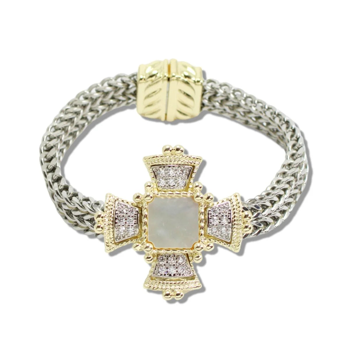 14K Gold Plated Magnetic Cross Bracelet