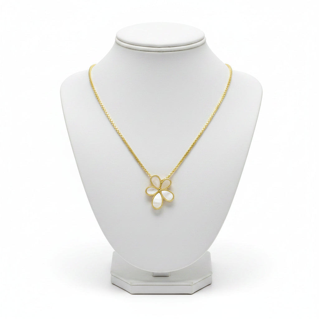 14K Gold Plated Five Petal Flower Pendant Necklace