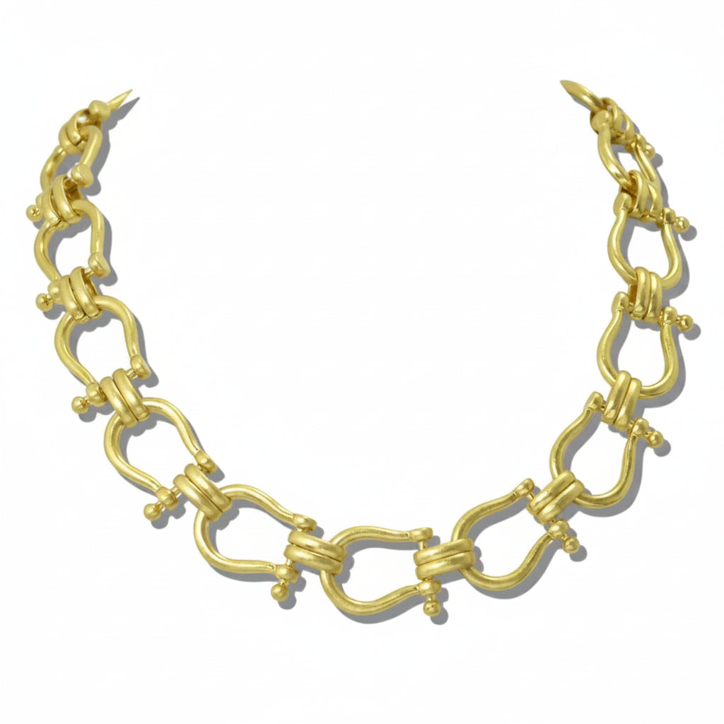 Horse Bit Link Necklace, Gold