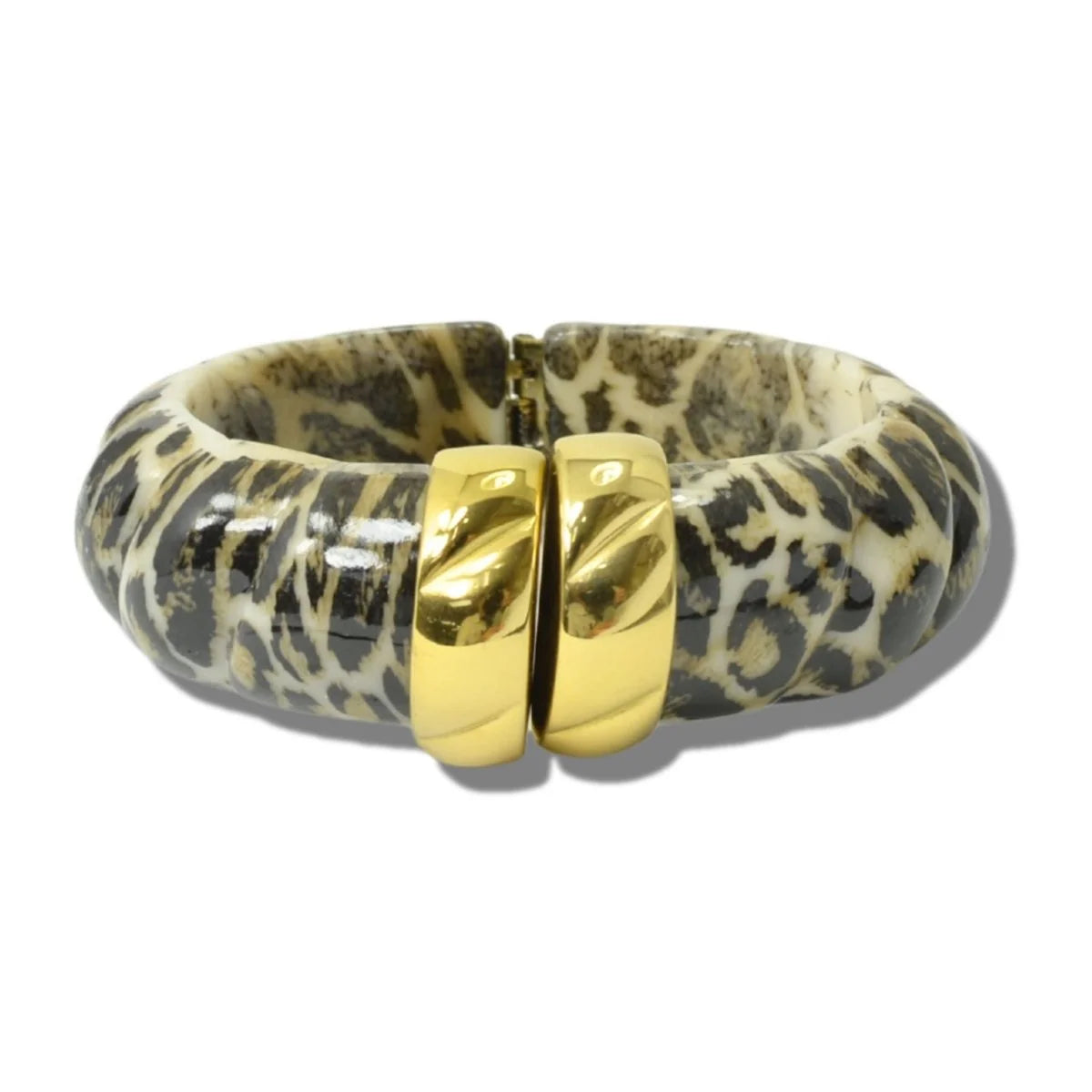 Marbled Resin Twisted Hinged Cuff Bracelet, Animal