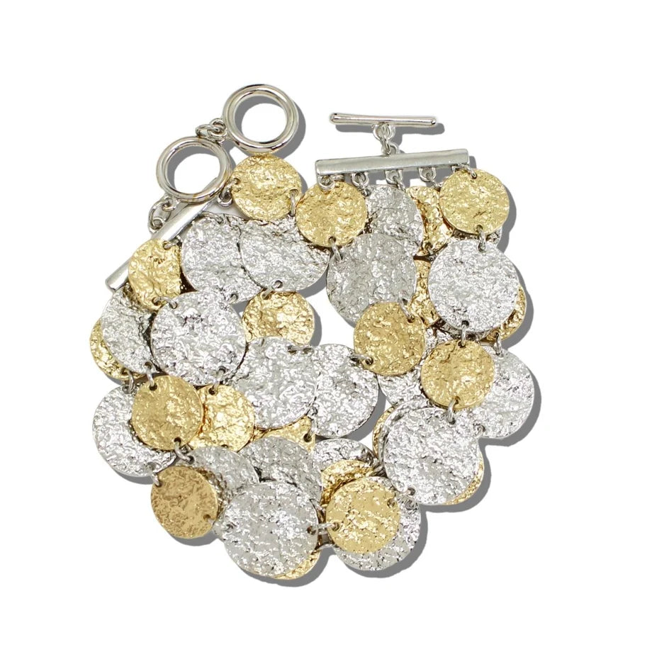 METALLIC COIN LINK MULTI-STRAND TOGGLE BRACELET