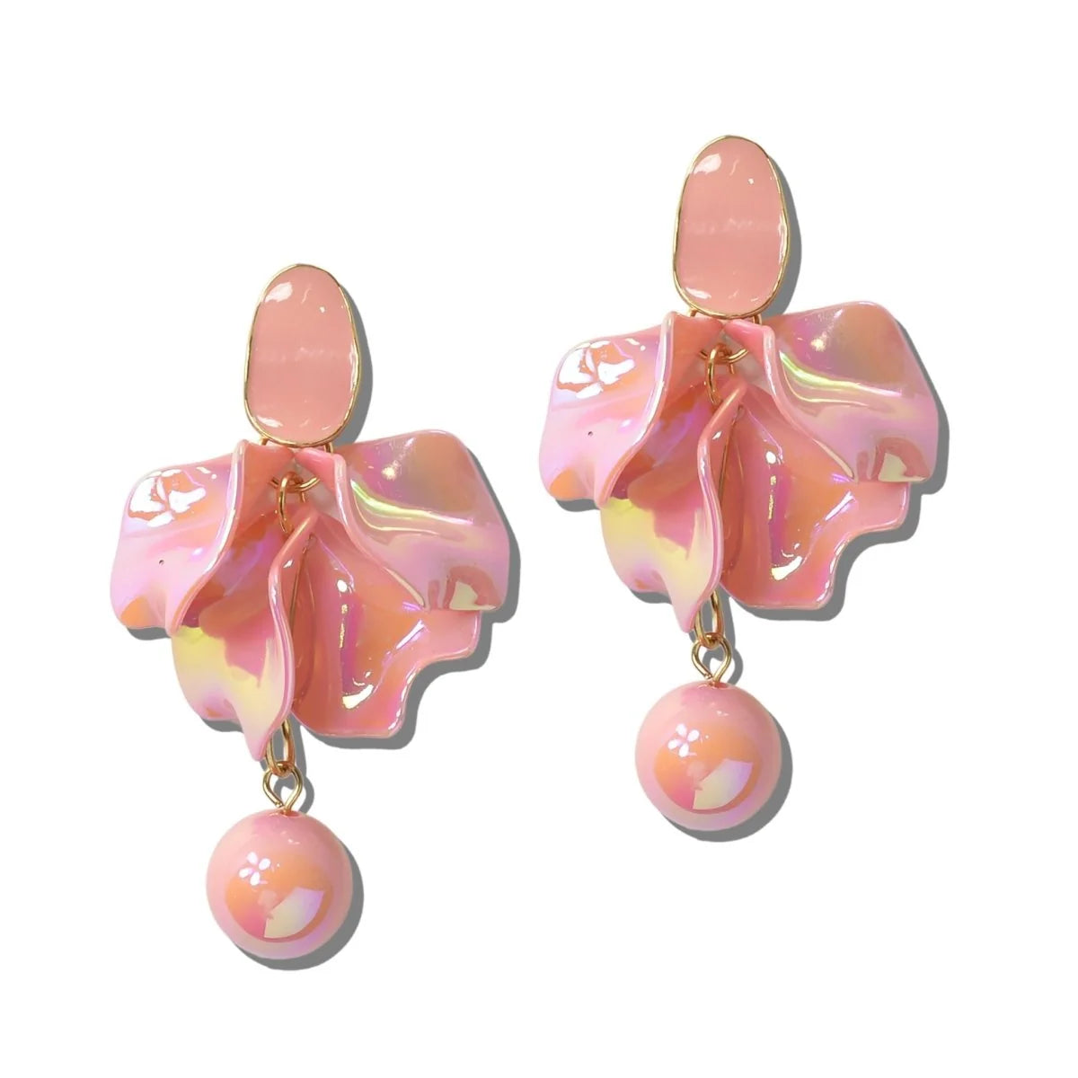 MARBELED FLORAL PETAL DROP EARRINGS