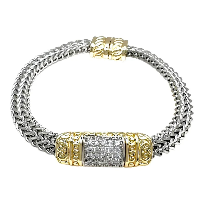 Magnetic 14K Gold Plated CZ Stone Bracelet
