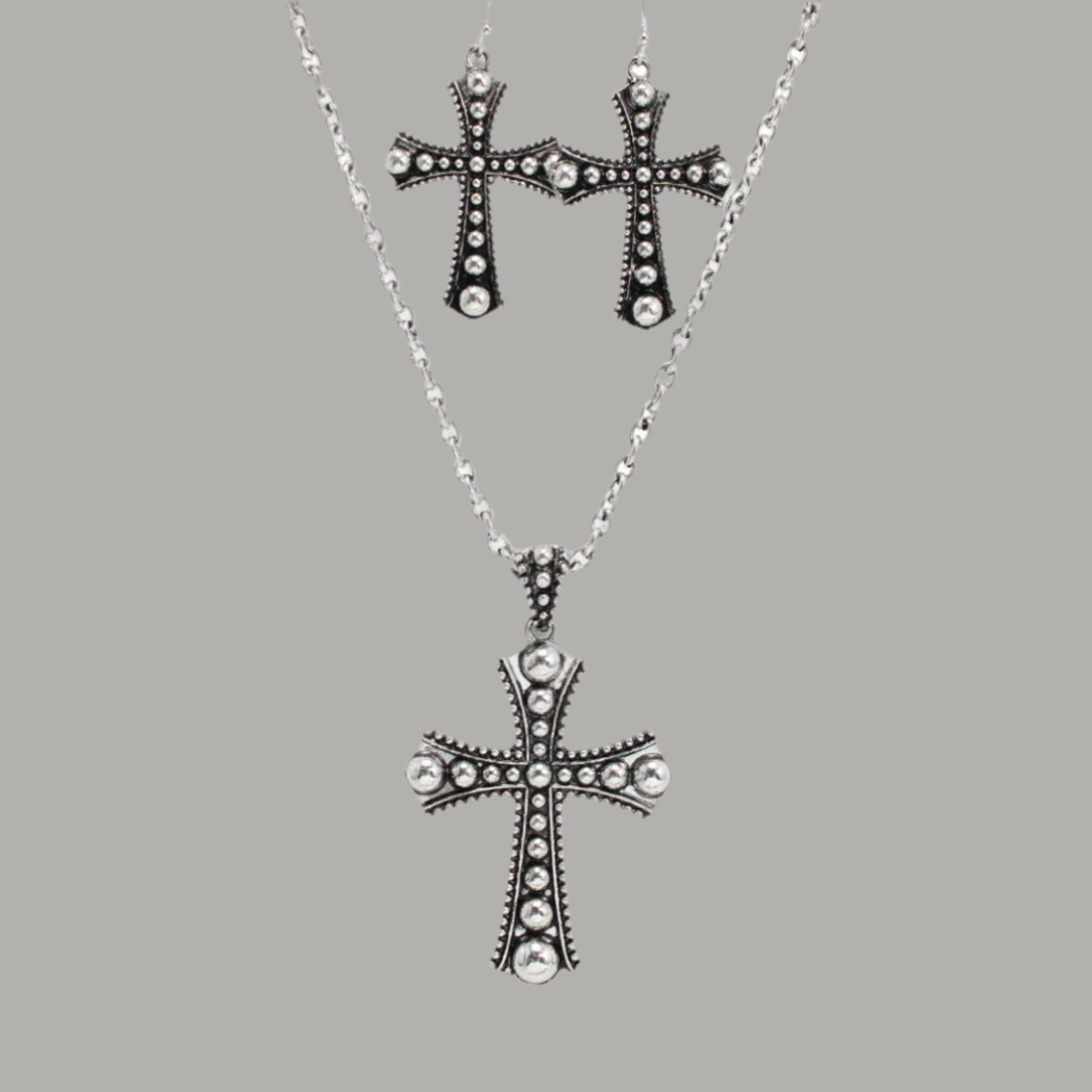 Cross Pendant Necklace and Earrings Set