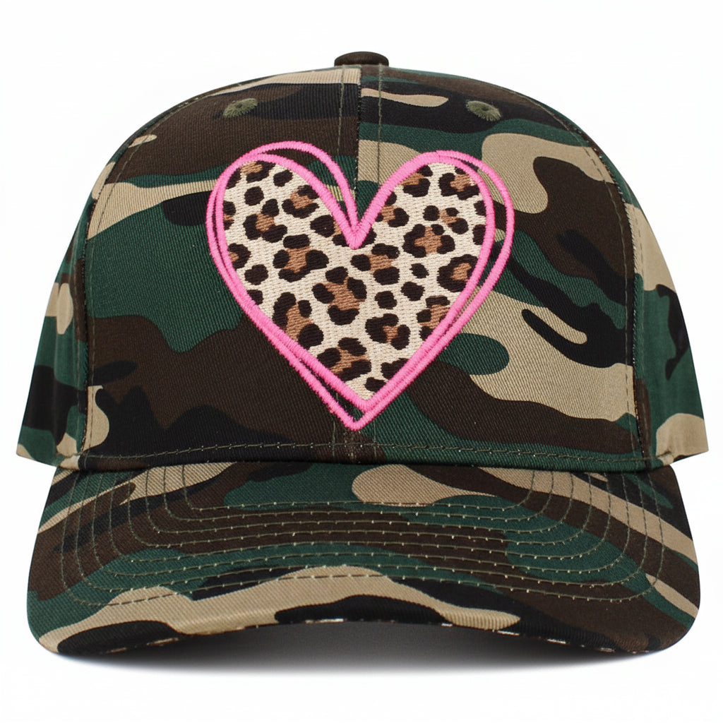 Camo Leopard Heart Cap