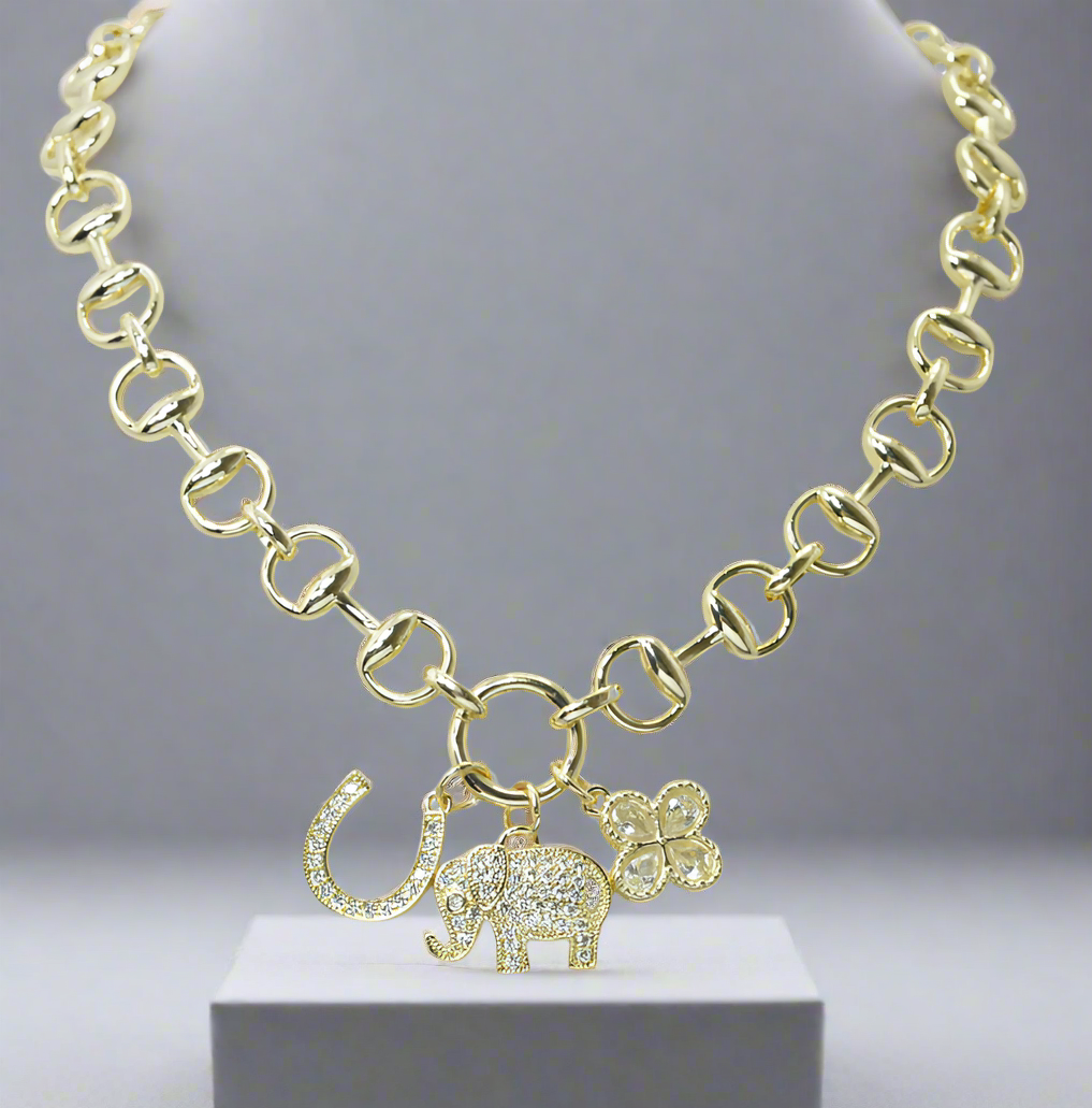 14K GOLD PLATED ELEPHANT CHARM NECKLACE
