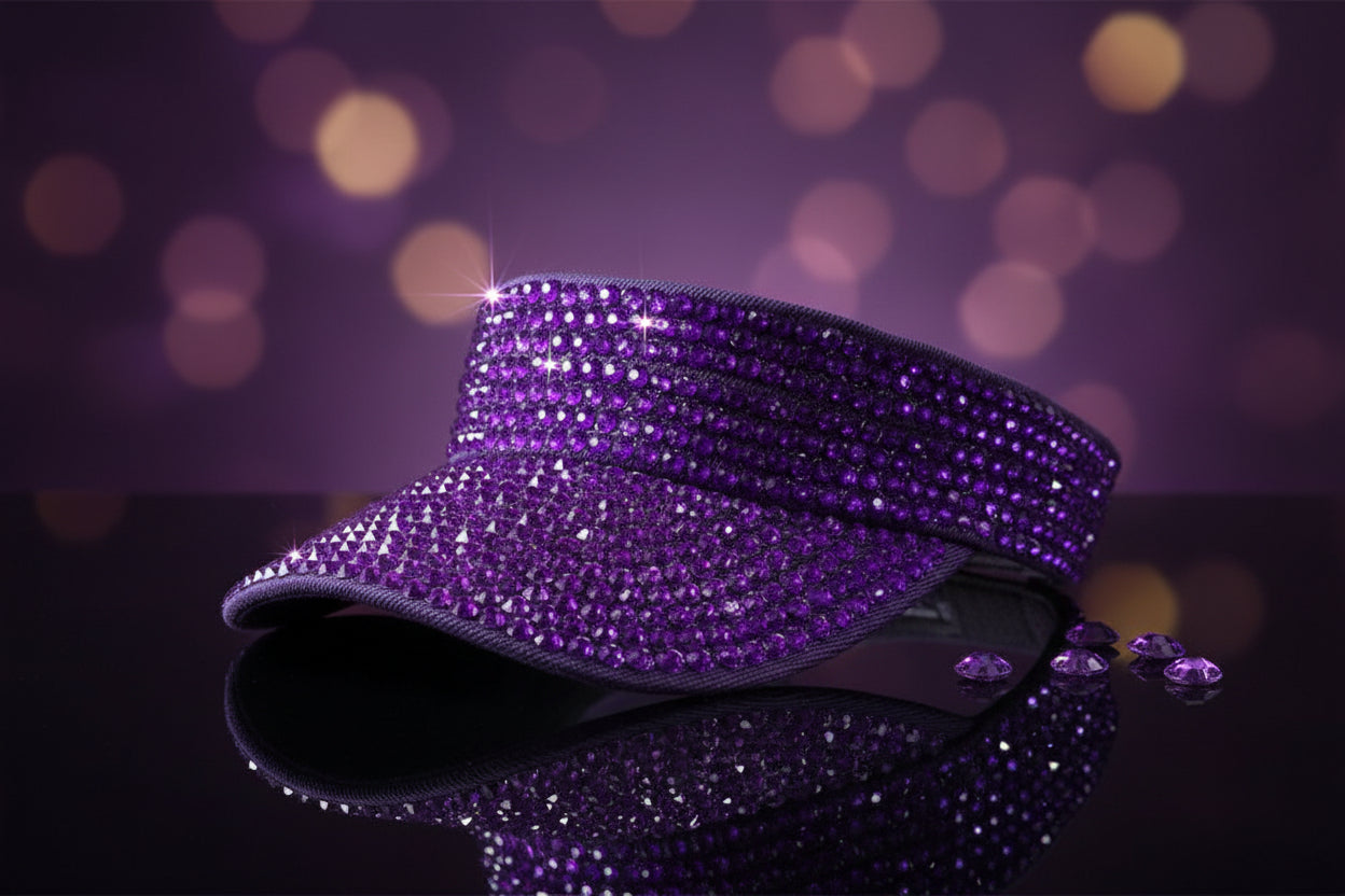 Bling Purple Rhinestone Sport Sun Visor Hat