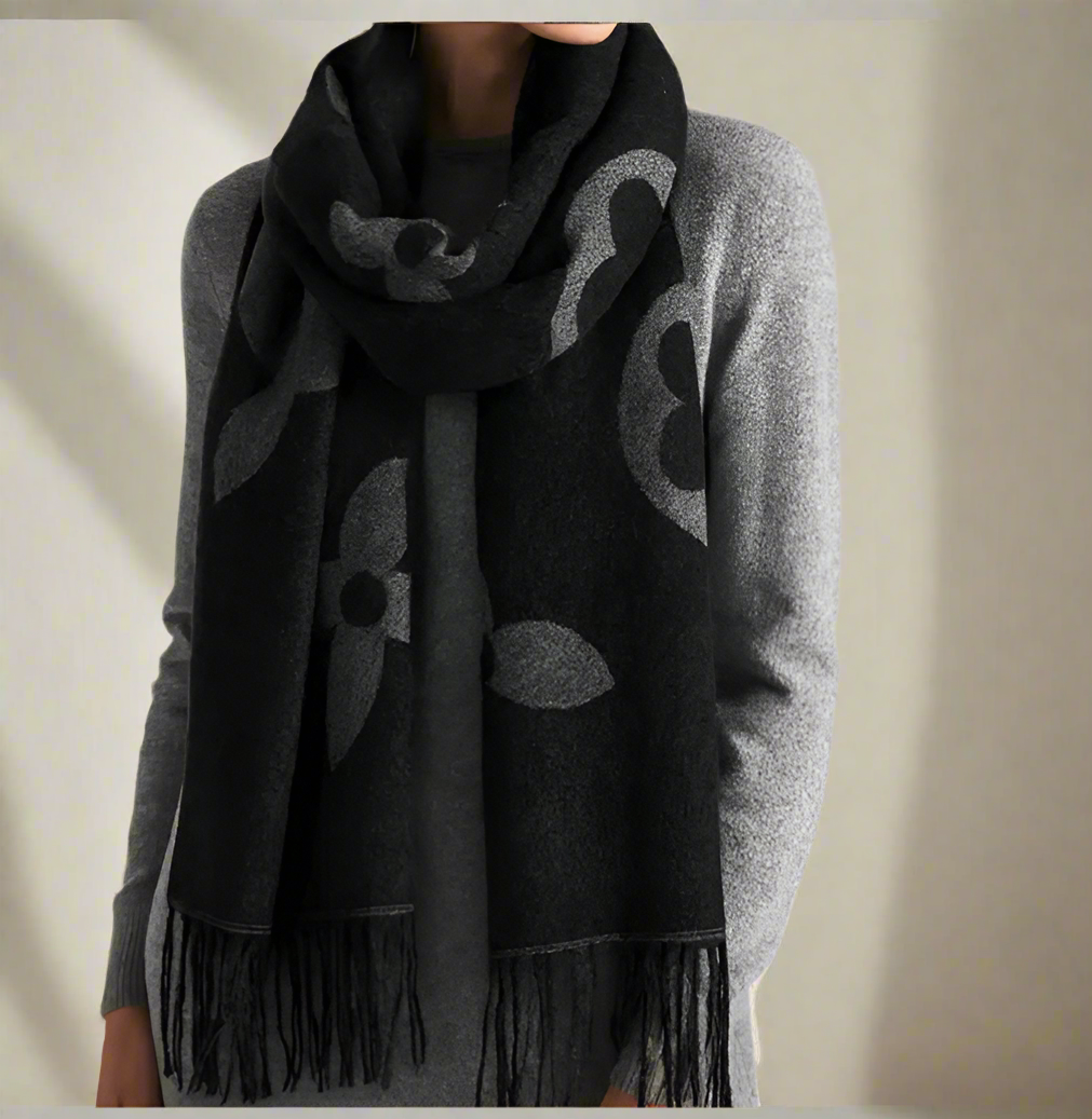 Floral Scarf, Black