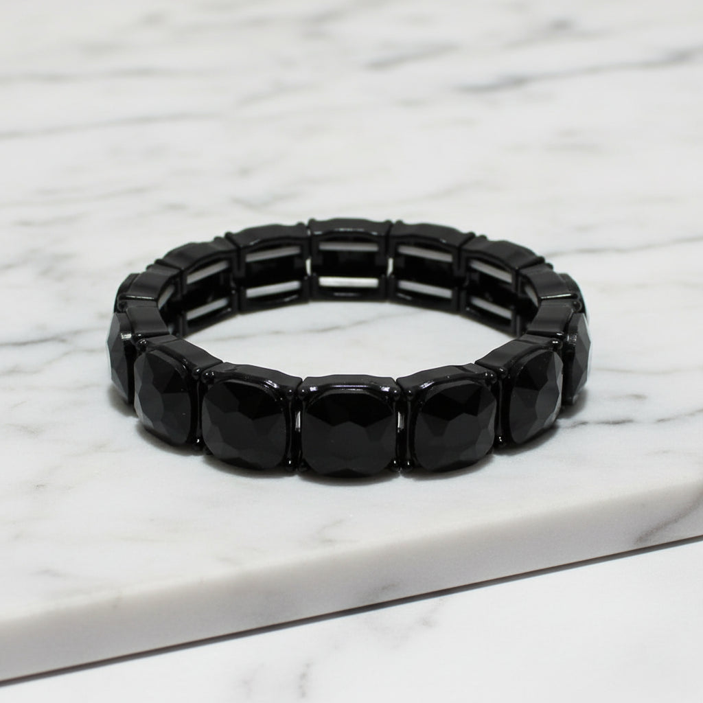 Rhinestone Stretch Bracelet, Black