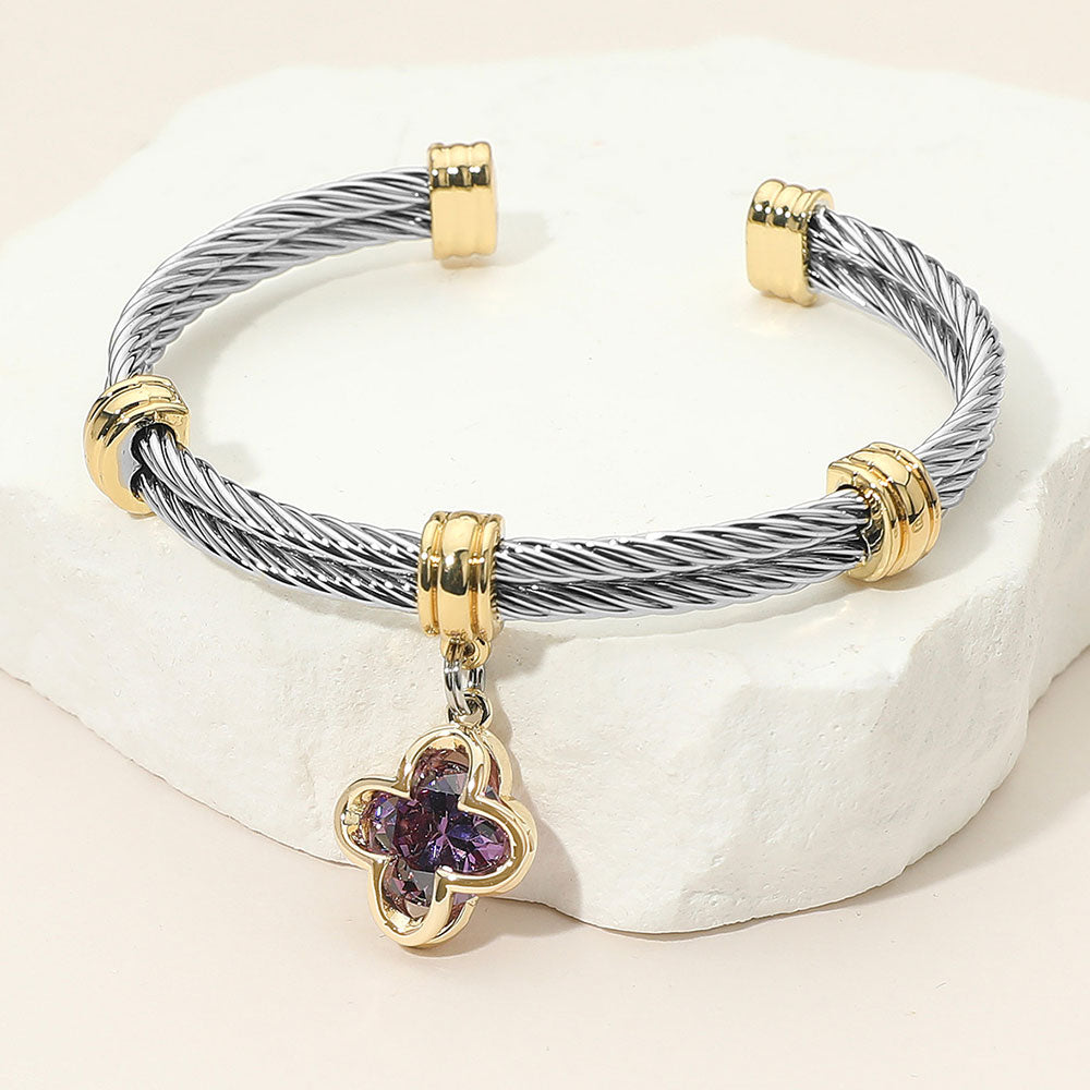 Clover Cuff Bangle, Purple