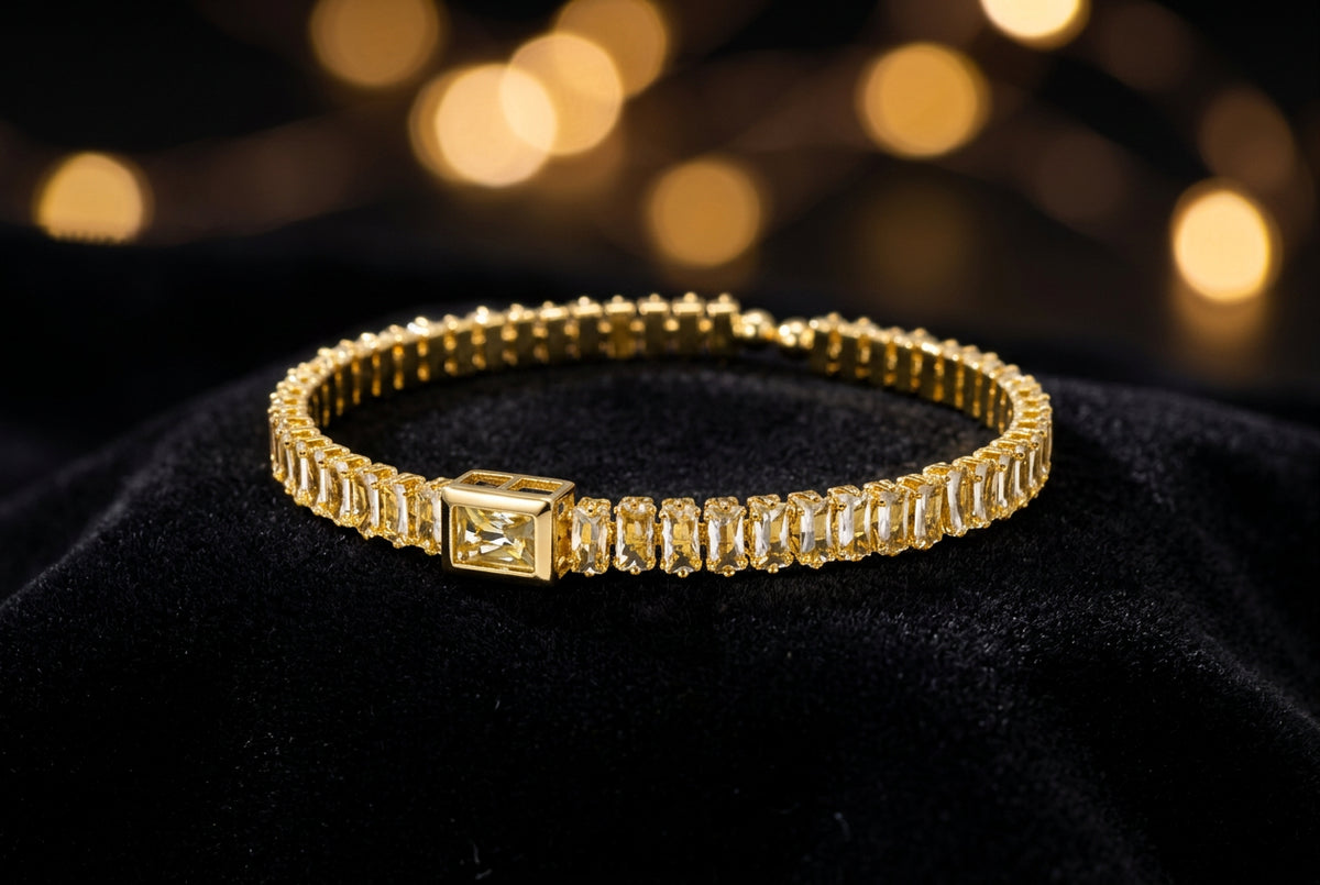 OPEN CUFF BAGUETTE RHINESTONE BRACELET