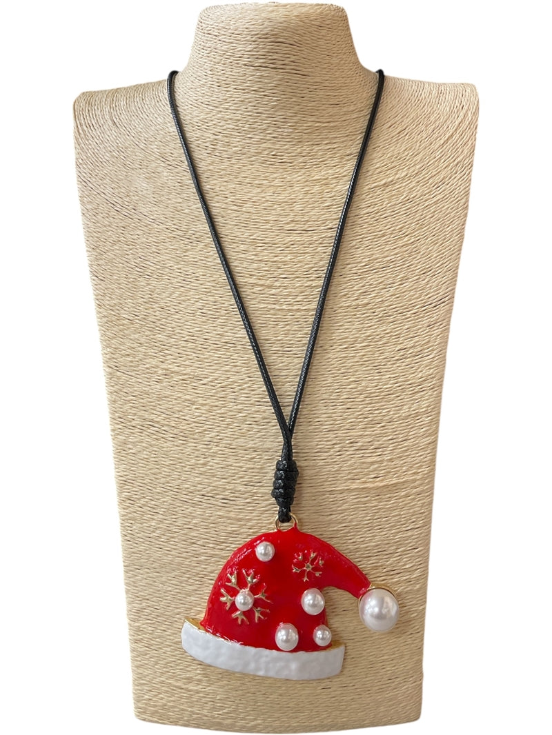 FESTIVE SANTA HAT NECKLACE, LONG