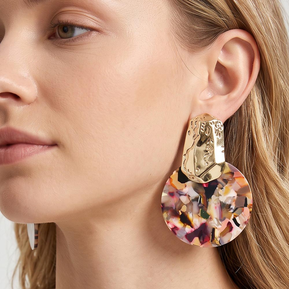 Oversized Round Statement Earrings, GDIVBR
