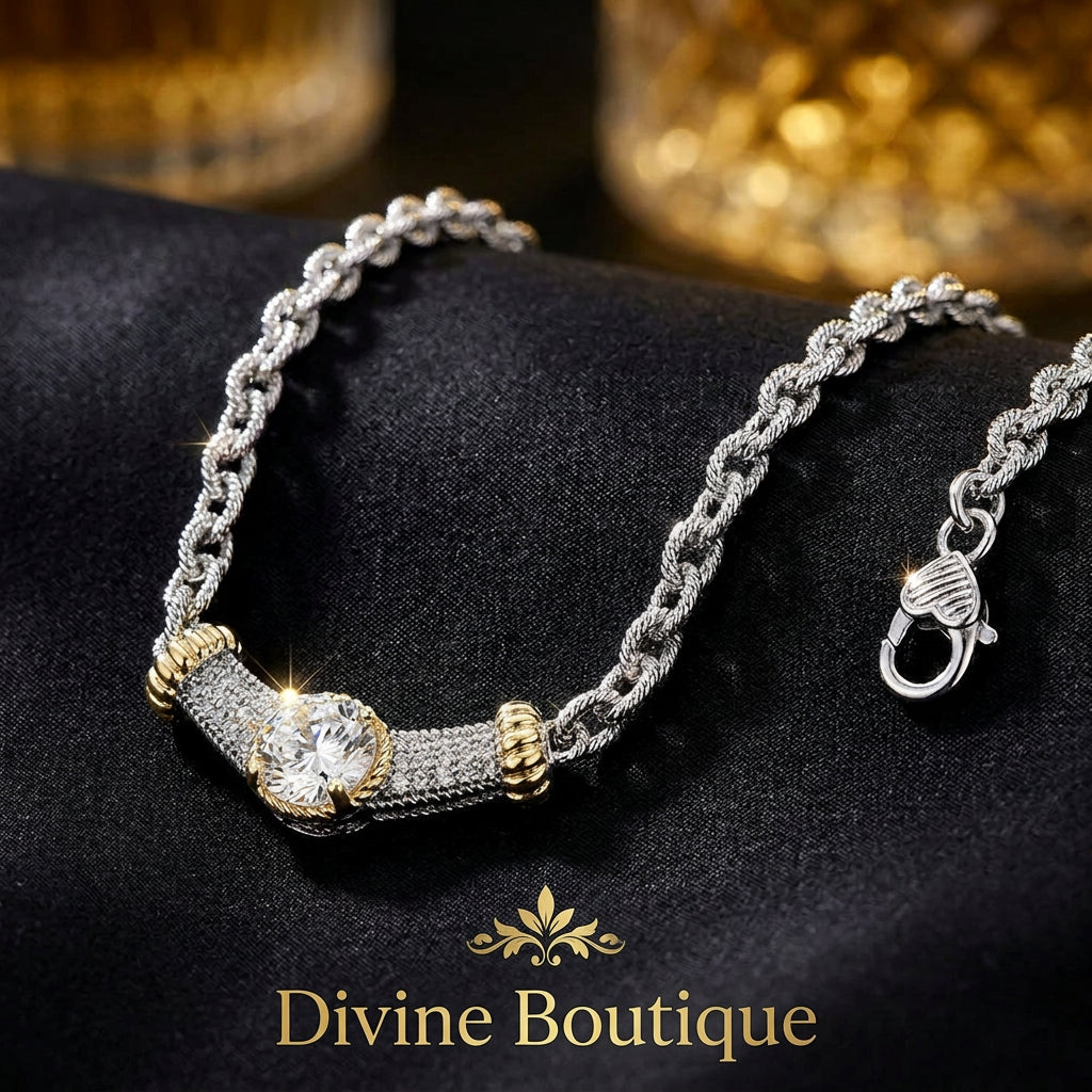 14K Gold Plated CZ Pendant Chain Necklace