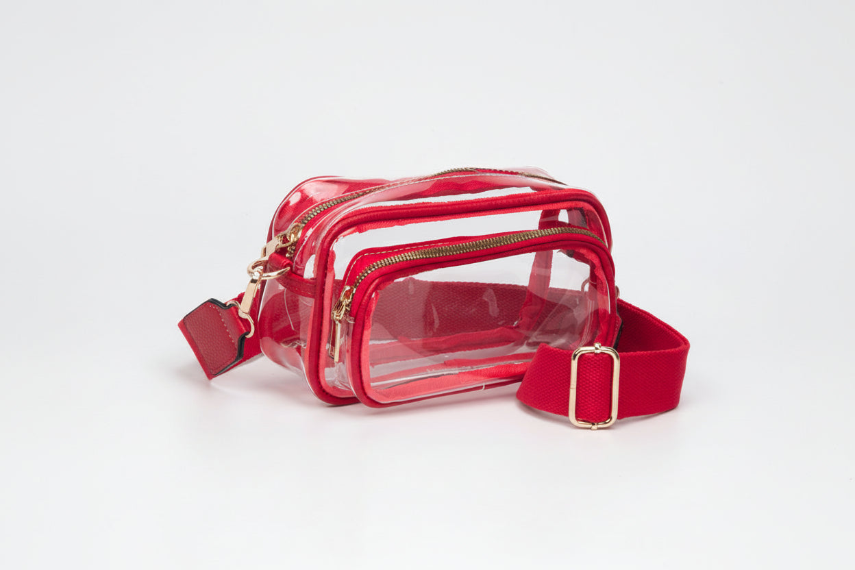 Transparent Crossbody Handbag, Red