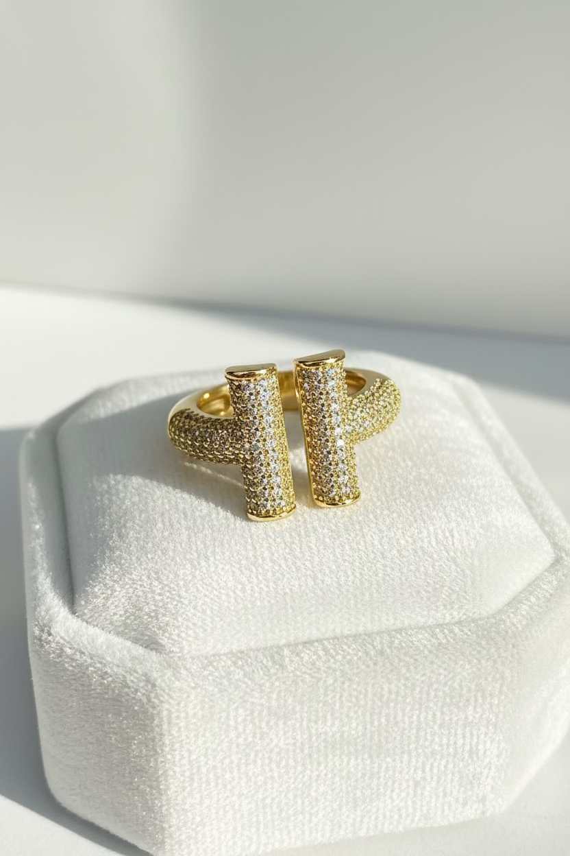 Elegant 18K Gold Plated T Ring