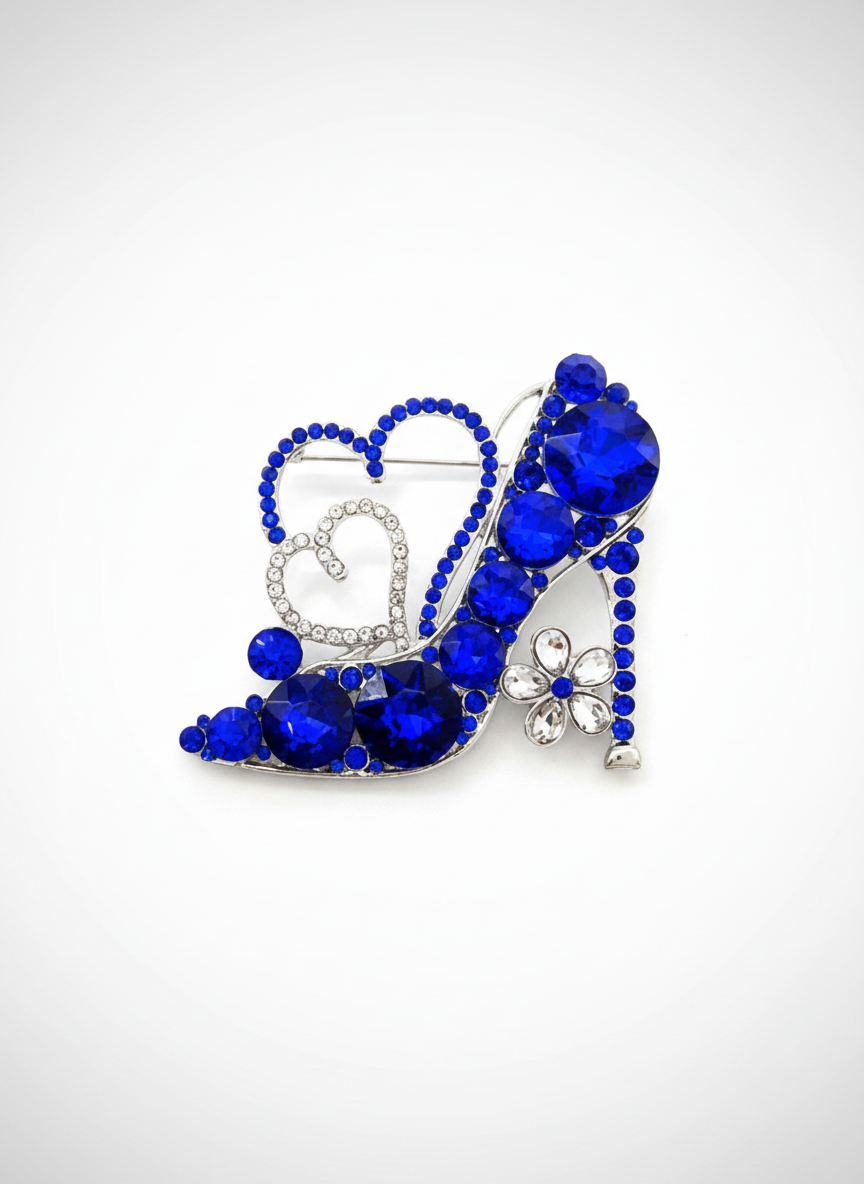 Blue Brooch High Heel and Heart Design