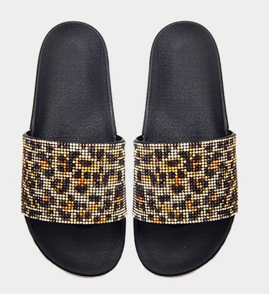 Bling Leopard Patterned Sling Sandal Slippers Size 11