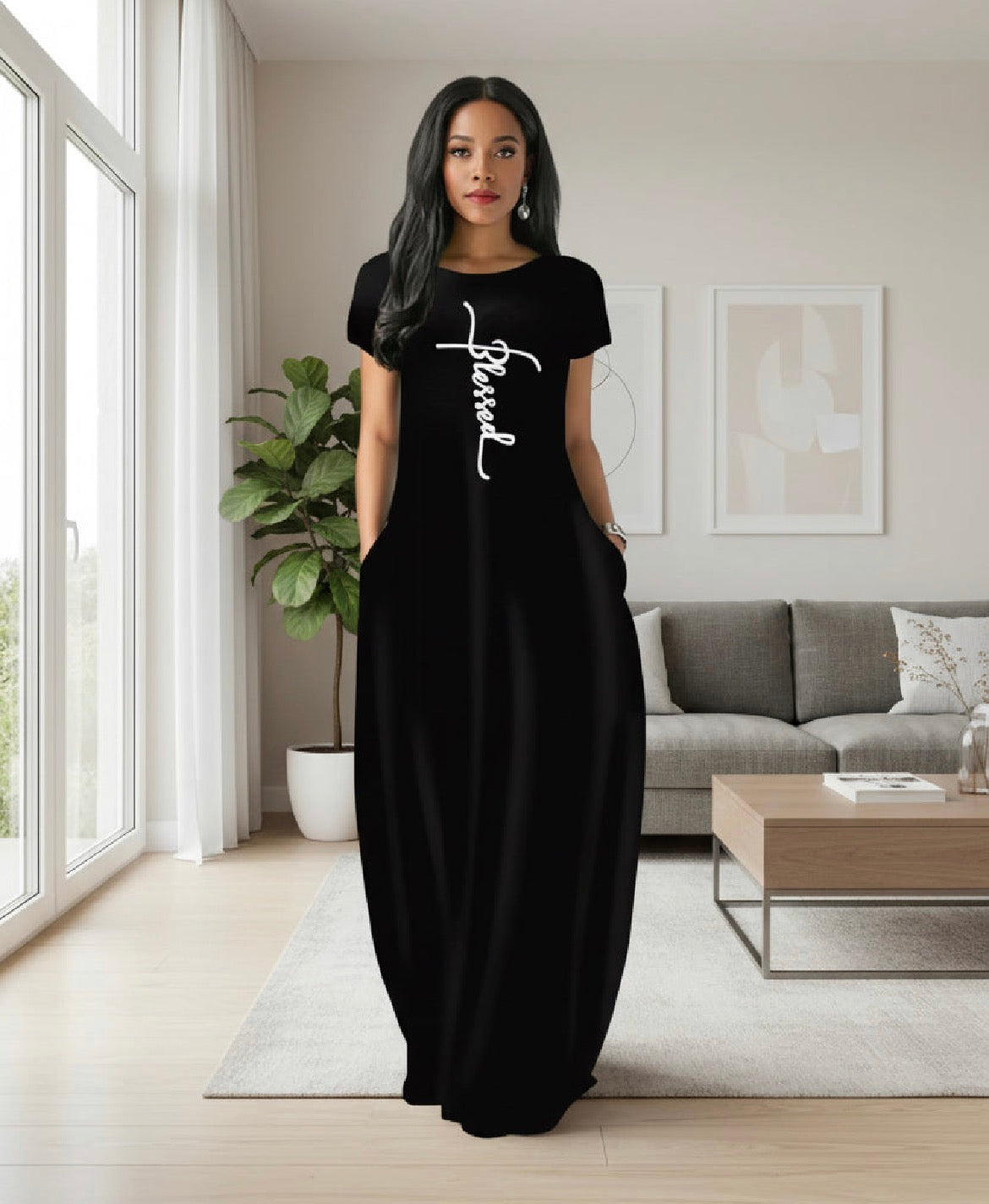 Blessed Short Sleeve Maxi Dress