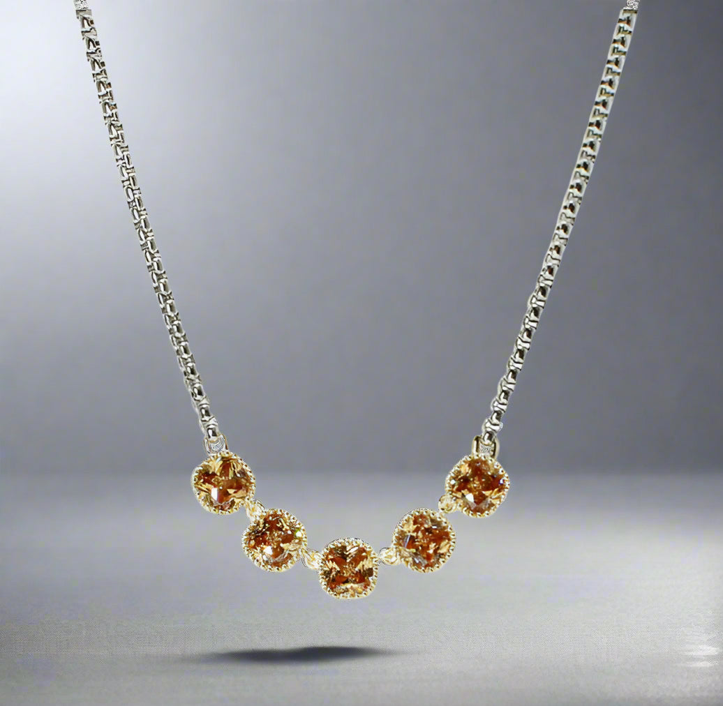 14K Gold Plated Cubic Zirconia Necklace, Topaz