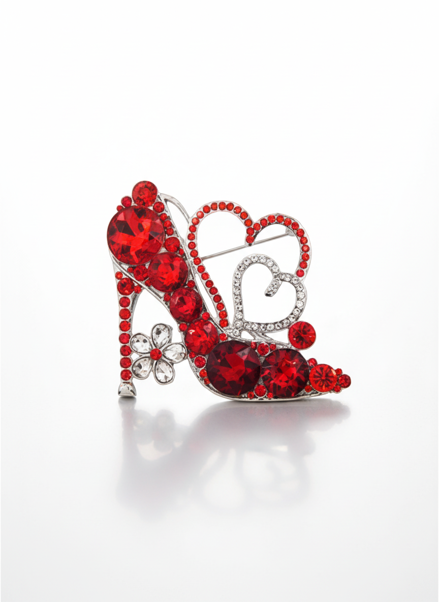 Red Heel Heart Brooch