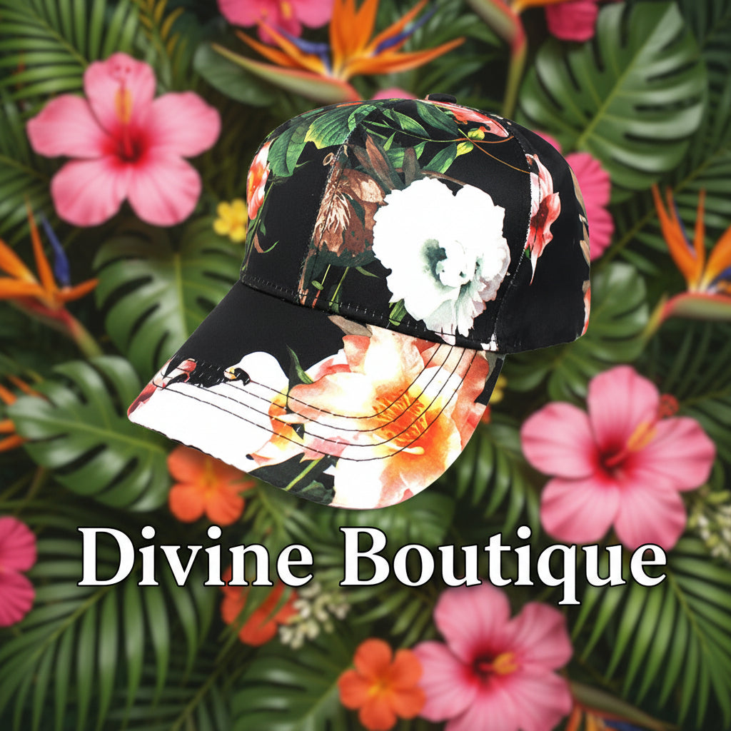 Tropical Bloom Cap, Black