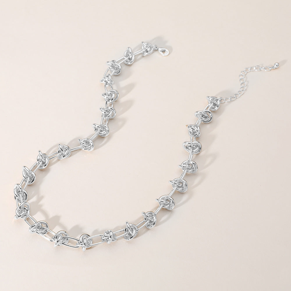 Knotted Link Chain Necklace, 18K Gold Plated