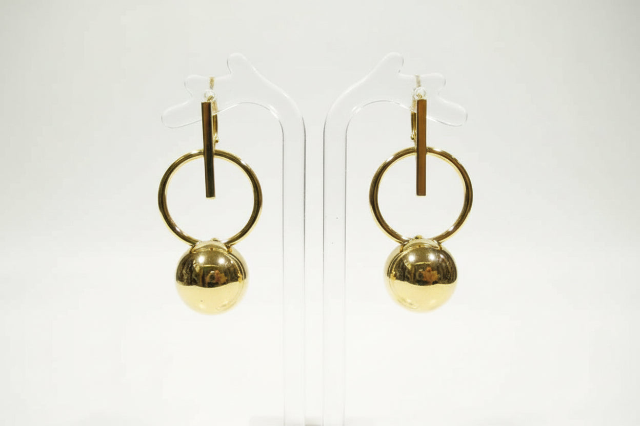 Circle Ball Earrings, Gold