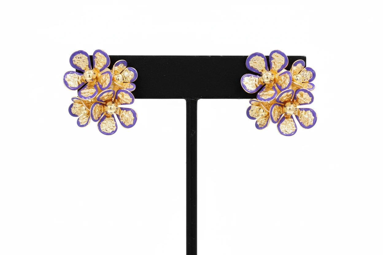 Flower Earrings, Purple