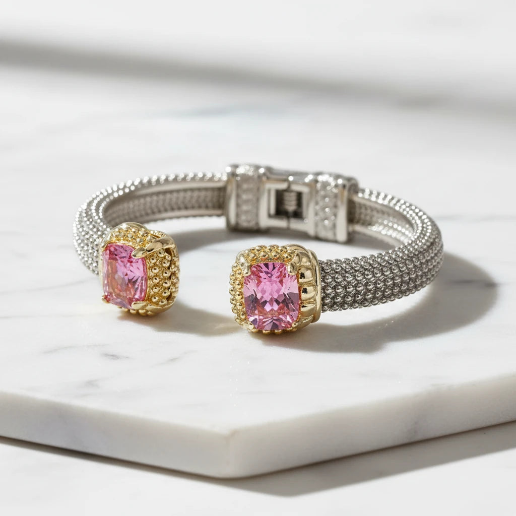 Cubic Zirconia Pink Stone Bangle