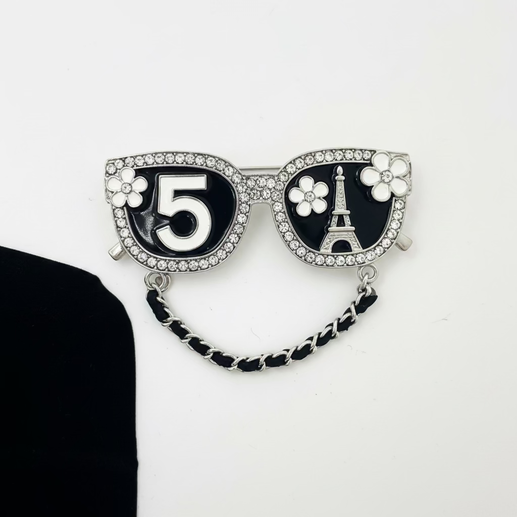 Black Silver No. 5 Sunglasses Brooch