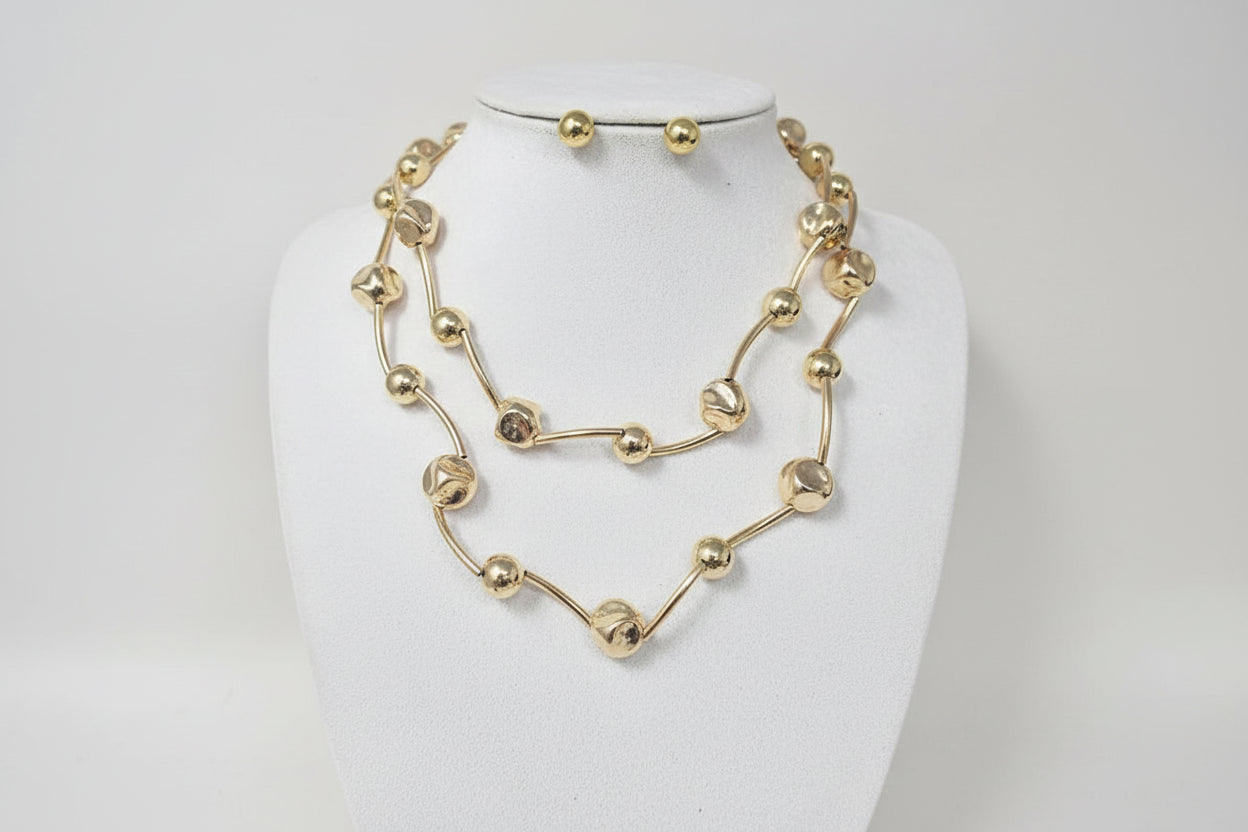 Gold Ball Necklace Set