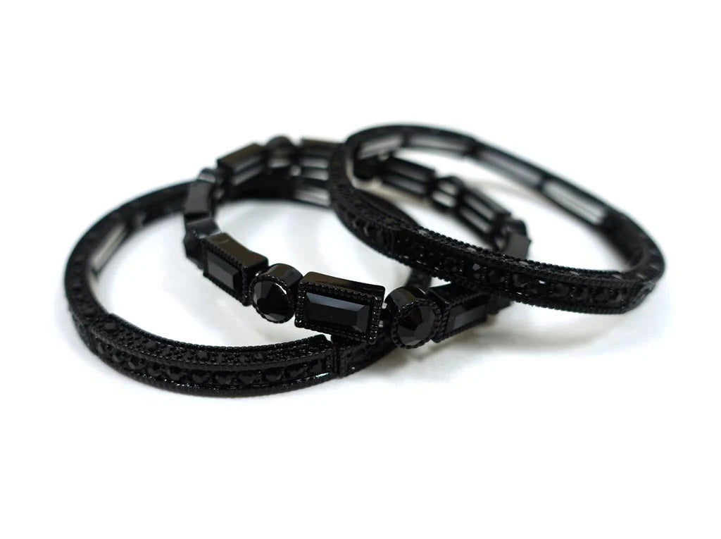 3-Piece Black Stretch Bracelet Set