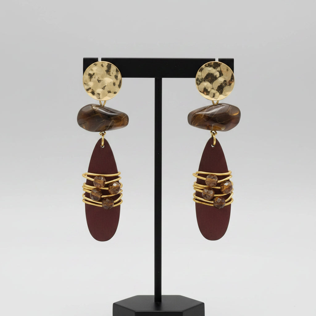 BOHO FASHION EARRINGS, BROWN