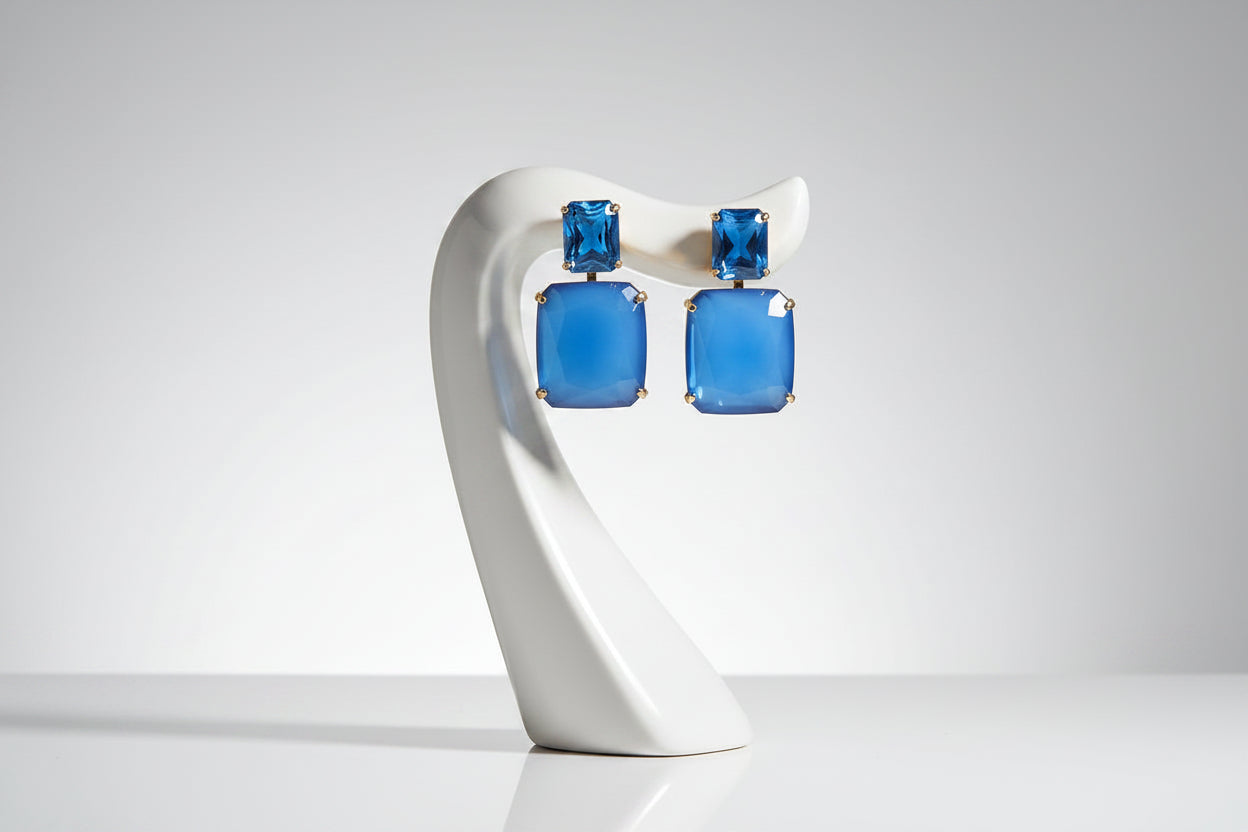 Blue Swirl Acrylic Earrings