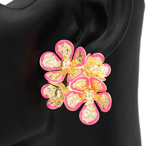 Pink Flower Earrings