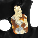Bold Geometric Acrylic Earrings, Brown