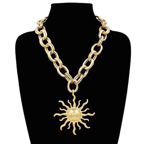Radiant Sun Burst Charm Pendant Necklace