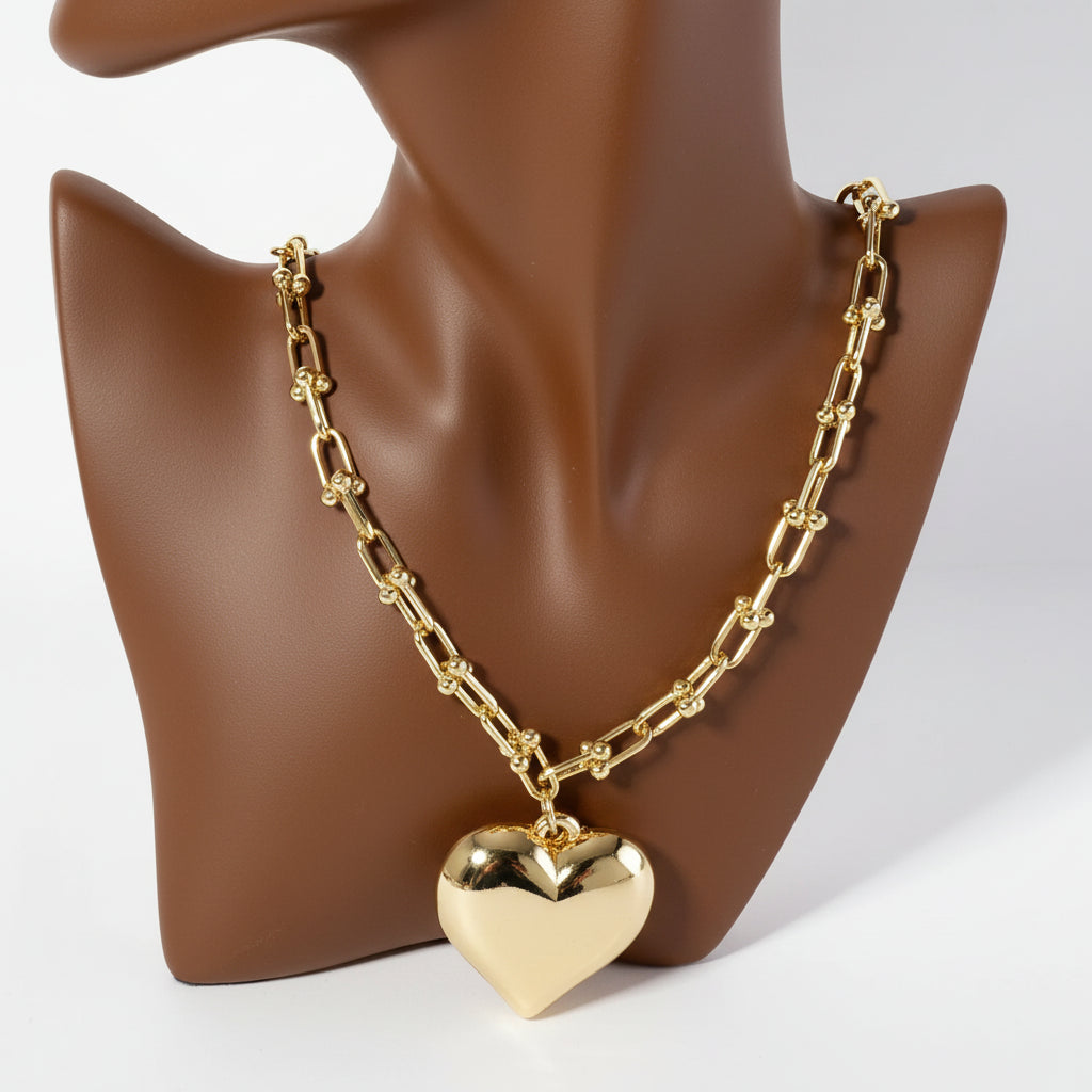 Gold Dipped Heart Pendant Necklace